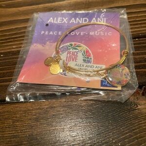 Alex and Ani Gold Bracelet with Peace Charm